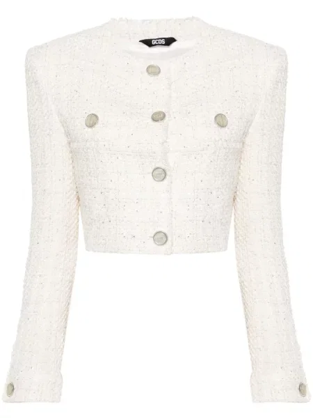 Geacă Gcds din tweed alb