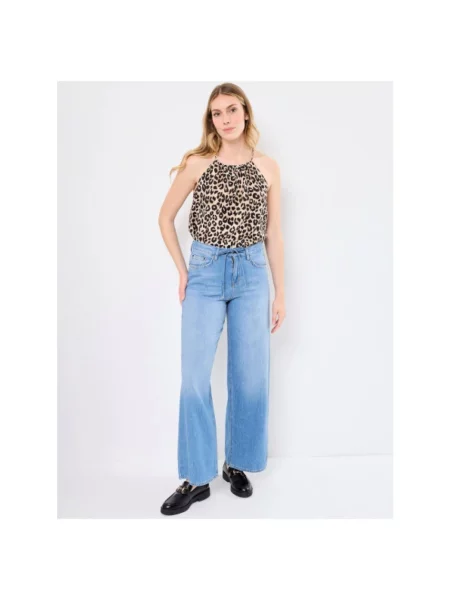 Lniane jeansy Five Jeans niebieskie