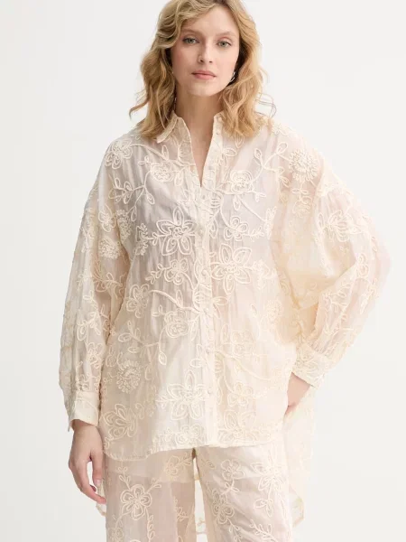 Twinset cămașă pentru femei cu lyocell bej