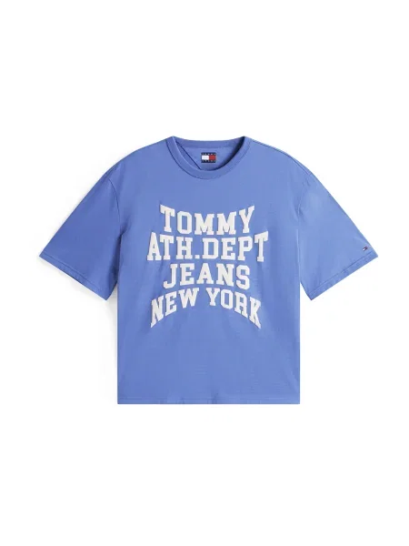 Tommy Jeans Tricou VARSITY albastru regal alb