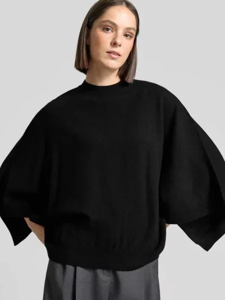 Sweter o kroju relaxed fit z czystego kaszmiru w imitacji dzianiny Herzen's czarny