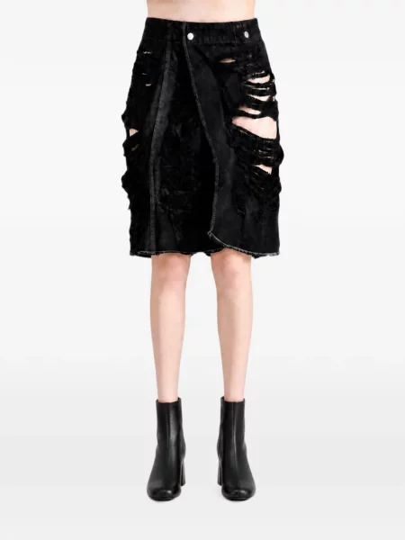 Μίντι φούστα Rick Owens Drkshdw με φθαρμένο εφέ κρουαζέ μαύρο