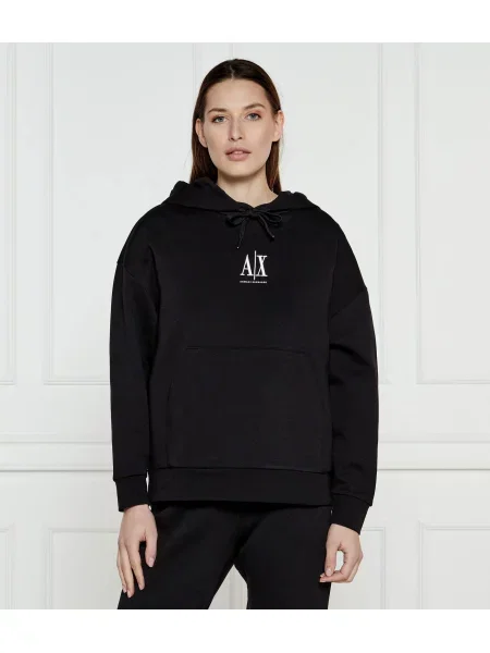 Armani Exchange Hanorac | Relaxed fit negru