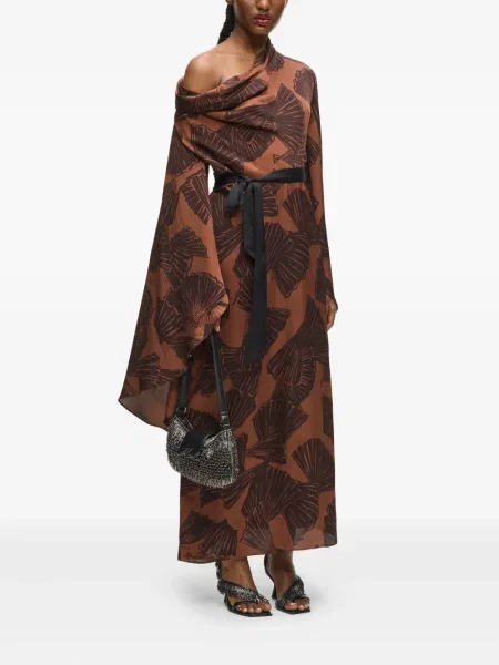 Rochie maxi Karl Lagerfeld cu imagine de costum maro