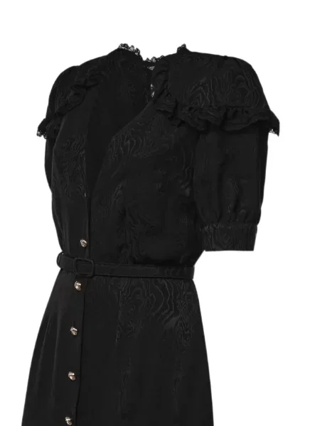 Rochie midi Alessandra Rich de mătase cu volane negru