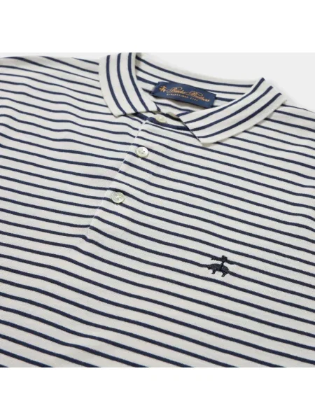 Dzianinowa koszulka polo Brooks Brothers w paski z paskiem biała