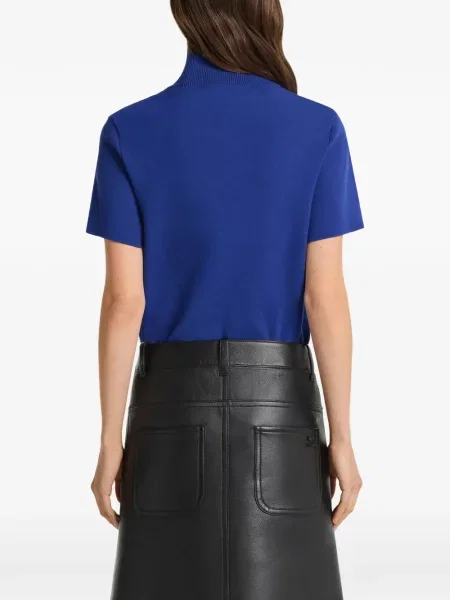 Gulerat top Courreges tricotate albastru