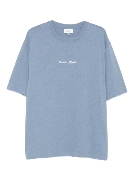 Tričko Maison Kitsuné s výšivkou modré