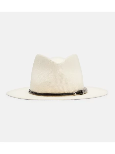 Usnjeni klobuk Brunello Cucinelli bela