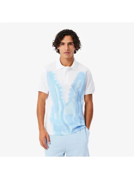 Lacoste Koszulka Polo Z Nadrukiem Classic Fit biała