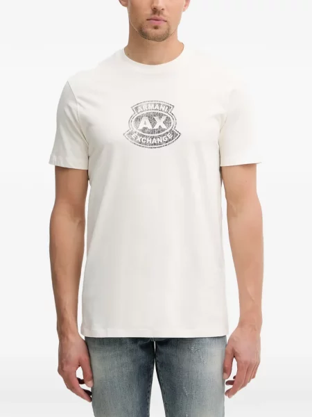 Scurt tricou Armani Exchange cu imagine alb