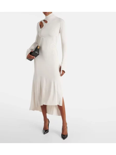 Rochie midi Victoria Beckham din jerseu până la genunchi de costum alb
