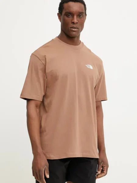 Тениска The North Face Essential с изчистен дизайн кафяво