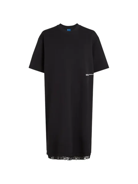 Mała sukienka jeansowa Karl Lagerfeld Jeans koronkowa garniturowa czarna