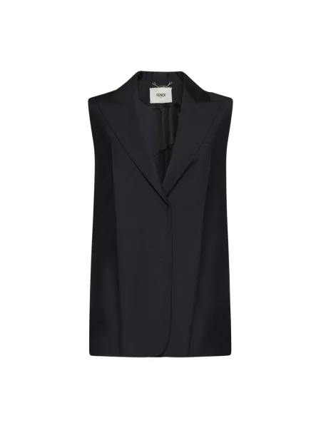 Top Fendi wełniany jednorzędowy czarny