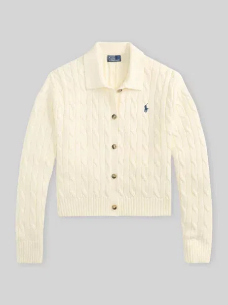 Kardigan rozpinany w kroju regular fit z czystej bawełny Polo Ralph Lauren biały