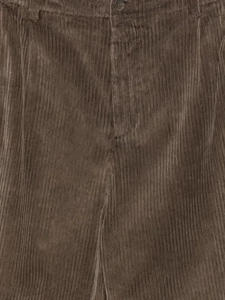 Pantaloni Myths de catifea cord plisate maro