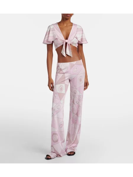 Pantaloni Pucci din satin roz
