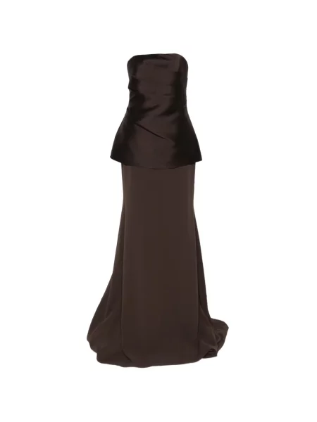 Maxi rochie maxi Solace London fără bretele de costum maro