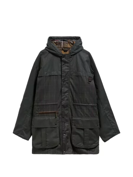 Карирано яке Barbour с качулка зелено