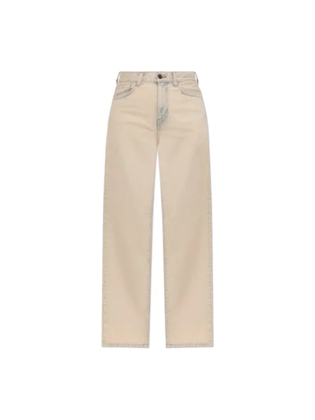 Jeansy Carhartt Wip z wysoką talią beżowe