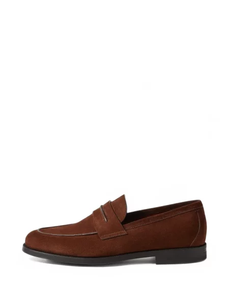 Pantofi loafer Zegna din piele de căprioară maro