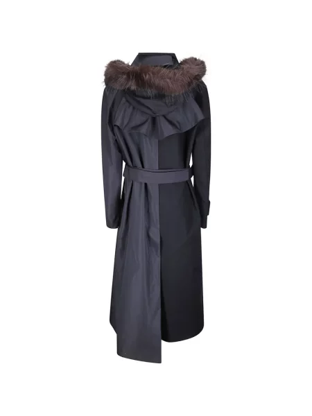 Cu centură palton de blană Sacai cu blană negru