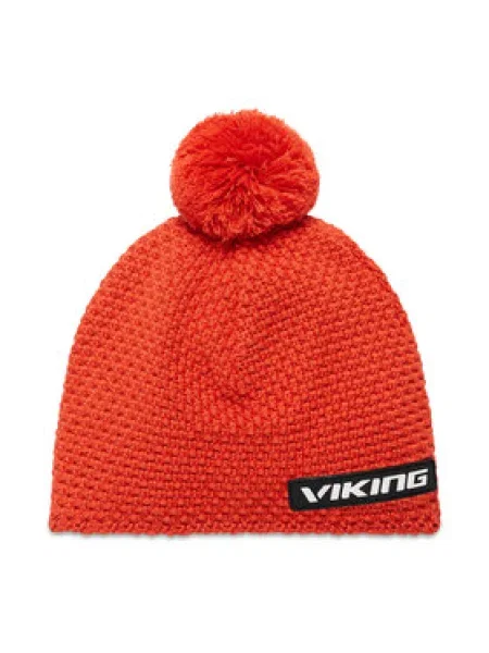 Viking čiapka s brmbolcom s vlnou červená