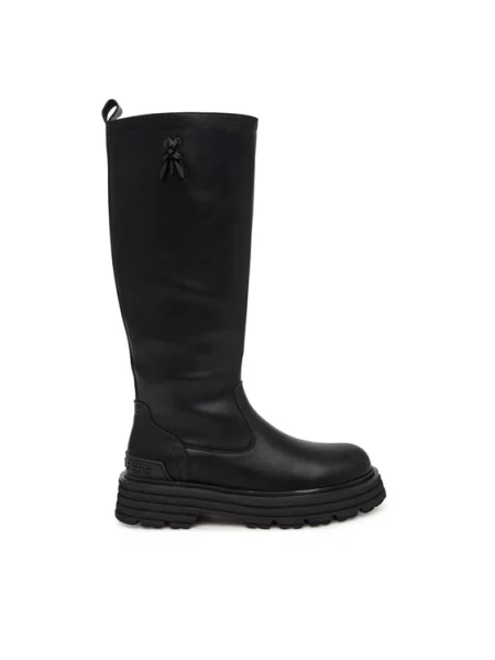 Otroški usnjeni elegantni škornji Patrizia Pepe črna