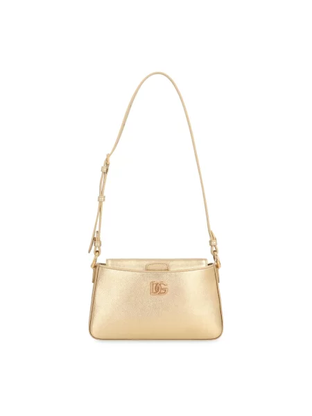 Torebka Dolce And Gabbana skórzana z autografem żółta