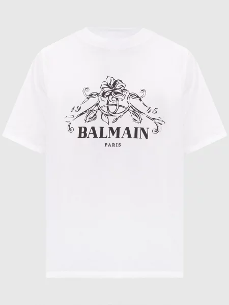 Футболка з принтом Balmain біла