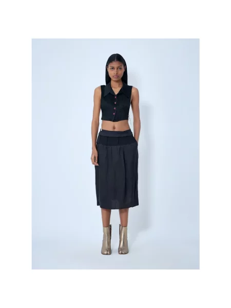 Lniana spódnica midi Maison Margiela czarna
