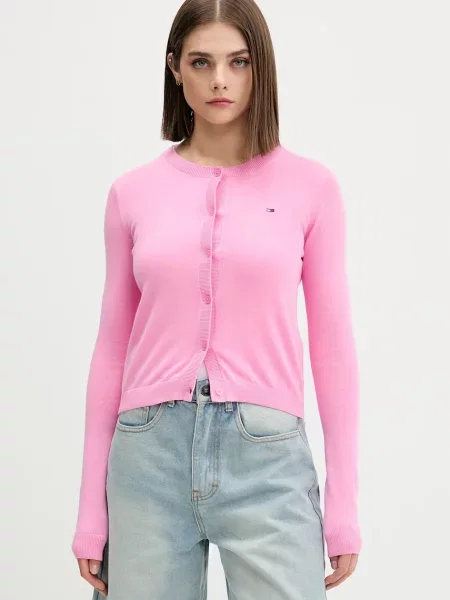 Tommy Jeans cardigan pentru femei din roz