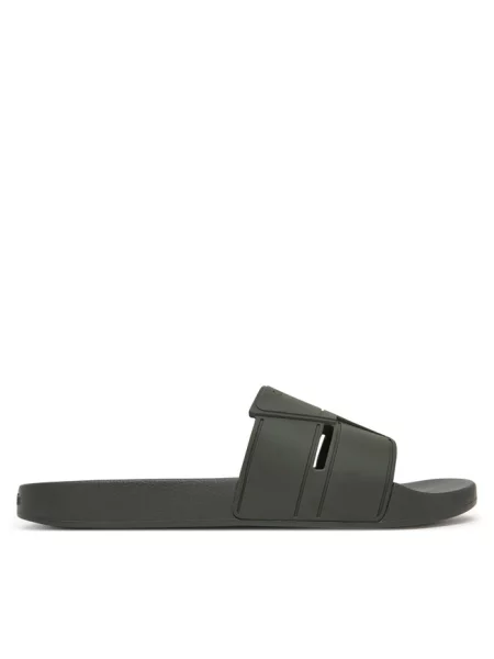 Klapki Calvin Klein Pool Slide Double T dark olive zielone