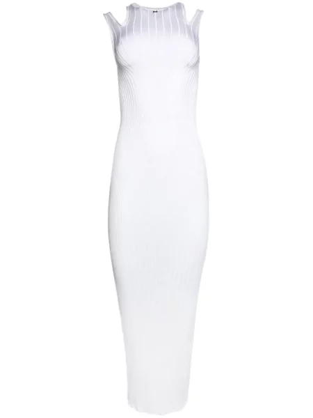 Rochie maxi Mugler tricotate de costum alb