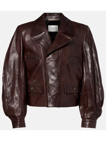 Motorist usnjena jakna Saint Laurent rjava