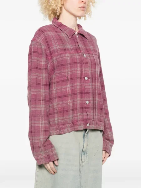 Kurtka koszulowa R13 w kratę różowa