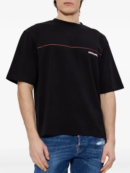 Тениска Dsquared2 с автограф черно