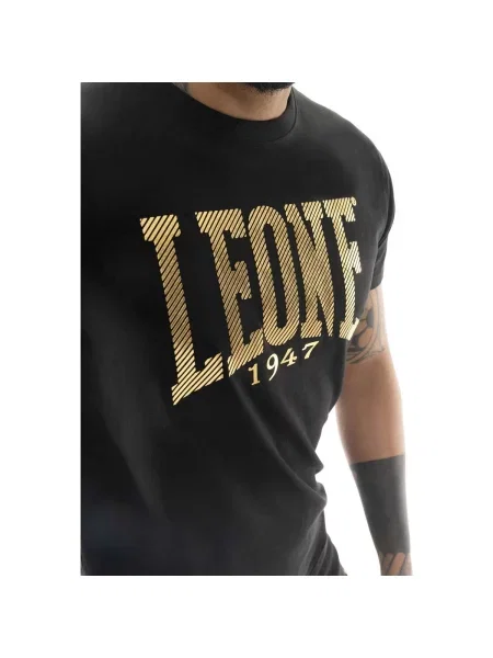 Pruhované krátky tričko Leone 1947 s krátkymi rukávmi čierna