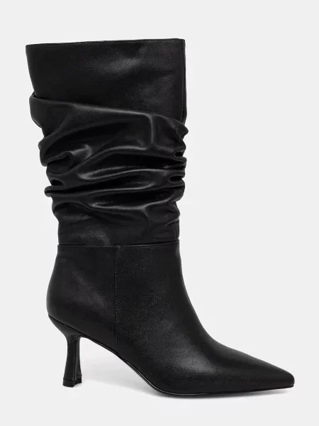 Кожаные сапоги Answear.lab на шпильке черные