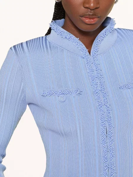 Self-Portrait Kardigan Z Ozdobnymi Perełkami blau