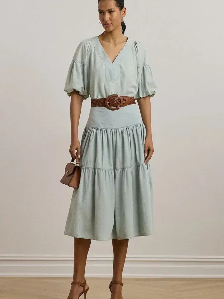 Halenka Lauren Ralph Lauren hladká modrá