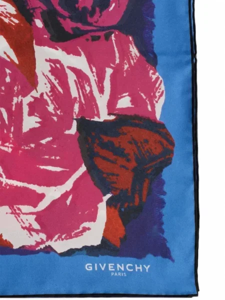Fular Givenchy de mătase cu model floral cu imagine albastru