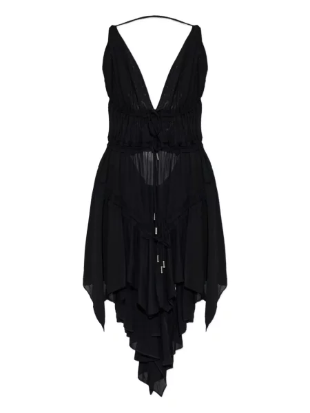 Rochie Dsquared2 cu șireturi cu volane din dantelă negru