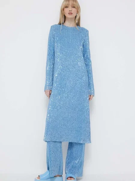 Stine Goya rochie midi drept albastru