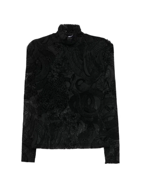 Tricou Just Cavalli cu imprimeu animal print negru