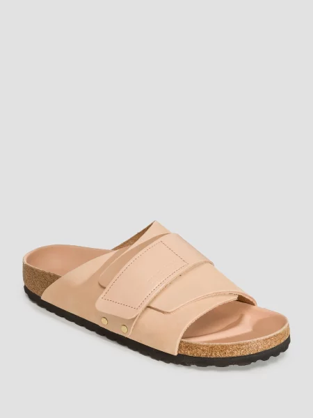 Birkenstock klapki skórzane Kyoto beżowy