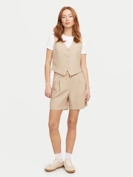 JJXX Šortky z materiálu Ellis Wide Leg béžová