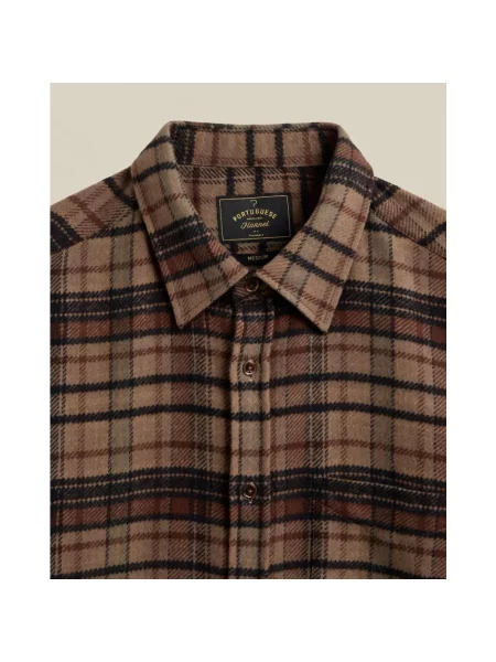 Koszula Portuguese Flannel w kratę flanelowa brązowa