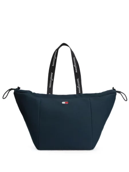 Geantă shopper Tommy Jeans cu autograf cu cordon albastru
